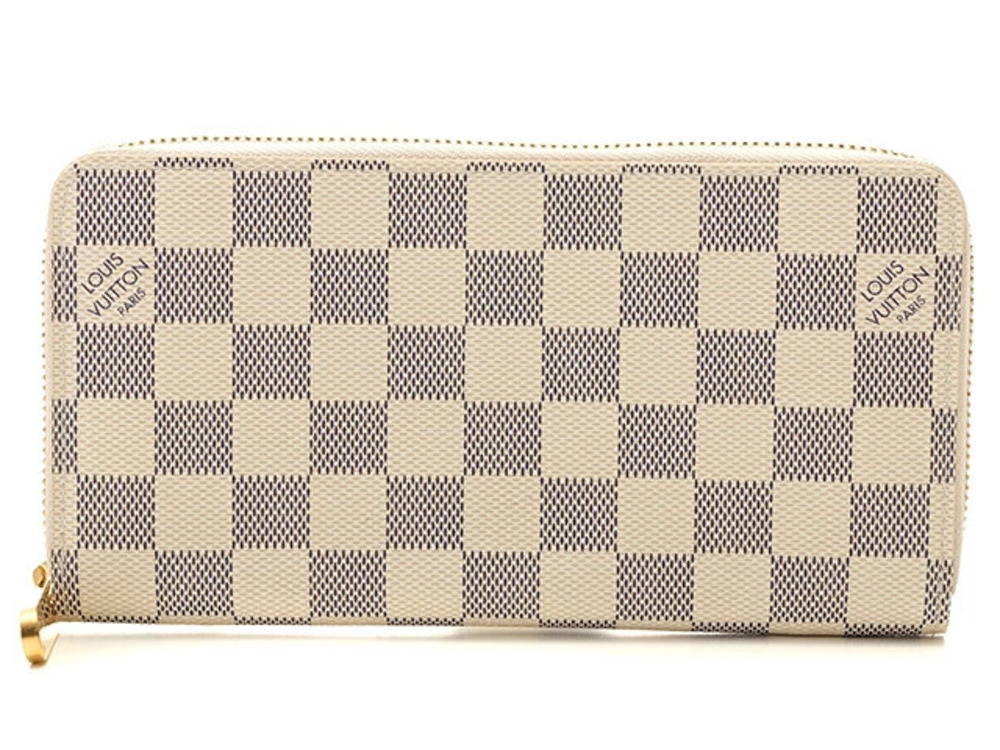 LOUIS VUITTON Long Wallet Zippy Damier Azur White